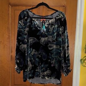 Johnny Was—glowing iris bishop sleeve peasant blouse—XS